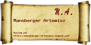 Mansberger Artemisz névjegykártya